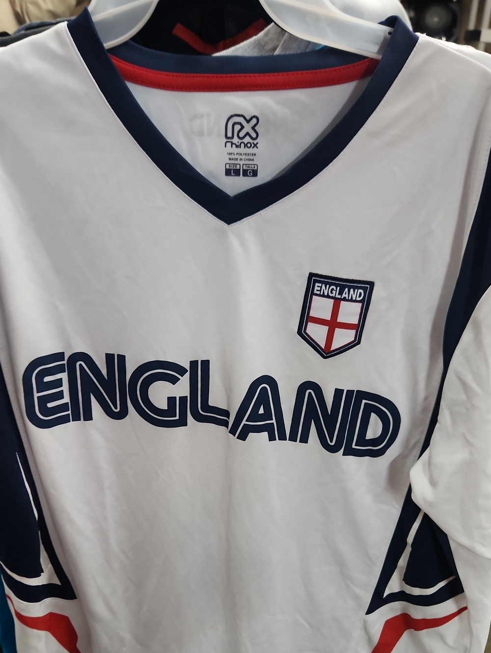 England Men's Football Jersey by Rknox — White & Navy